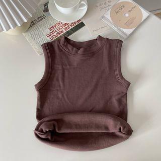 Mock Neck Fleece Lined Tank Top Coffee by KUMI