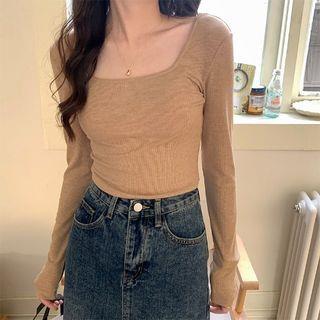 Long-Sleeve Plain Tee Brown by Moon City