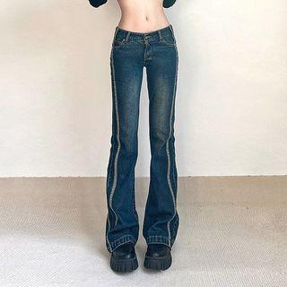 Low-Waist Striped Boot-Cut Jeans Blue by BrickBlack
