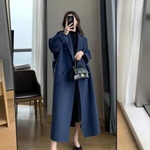 Double Breasted Long Coat Black 228010657