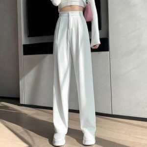 High-Waist Wide-Leg Dress Pants Lengthen - Gray 228436913