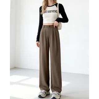 High-Waist Wide-Leg Dress Pants Normal - Gray by Bolgivy