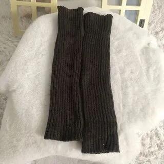 Plain Ribbed Knit Leg Warmers (Various Designs) Dark Gray by Gentiana