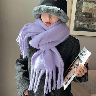 Plain Fringed Scarf Violet by 4.4 STUDIO