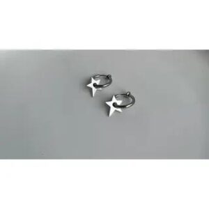 Unisex Star Stainless Steel Hoop Earrings / Ear Cuffs Type A - Cuff Earring - 1 Pair - Silver 228437691