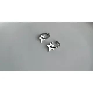 Unisex Star Stainless Steel Hoop Earrings / Ear Cuffs Type A - Cuff Earring - 1 Pair - Silver by Lilafey