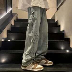 Star Embroidered Straight Leg Jeans Blue 228695450