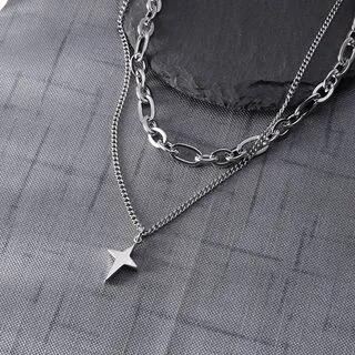 Star Pendant Layered Stainless Steel Necklace Silver | Karina Moon by Karina Moon