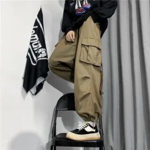 High Waist Wide Leg Cargo Pants Khaki 228695845