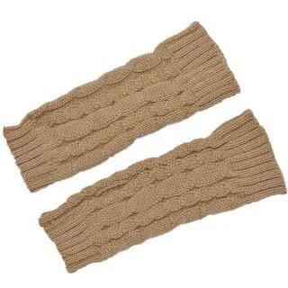 Plain Knit Fingerless Gloves Beige by Kinoxslone