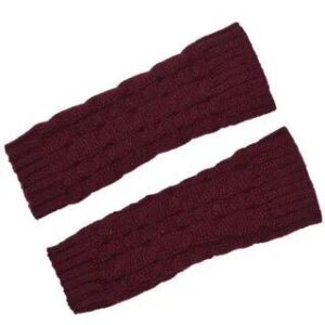 Plain Knit Fingerless Gloves Wine Red | Kinoxslone 228695884