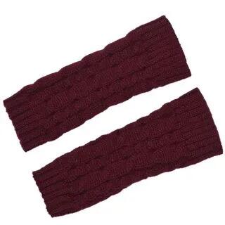 Plain Knit Fingerless Gloves Wine Red | Kinoxslone by Kinoxslone