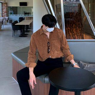 Long-Sleeve Plain Corduroy Shirt 601 - Coffee by GRAYCIOUS