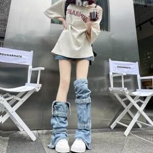 Denim / Knit Leg Warmers Denim Blue 229428408