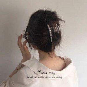Faux Pearl Hair Claw 11.5cm - Slender Clip - White | Koi Kawaii 229428499