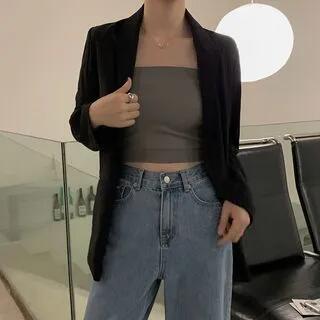 Plain Tube Top Gray by Maisee