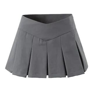 Mid Rise Mini Pleated Skirt Gray by Asiris