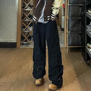 High-Waist Cargo Pants Black by Porstina