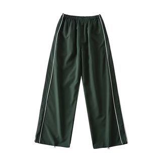 Low Waist Striped Loose-Fit Wide-Leg Sweatpants Dark Green by Asiris