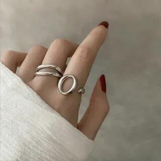 925 Sterling Silver Open Ring J584 - Double Layers - Silver by Fireflicka