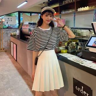 High Rise Plain Pleated A-Line Skirt White | Duwnie by Duwnie