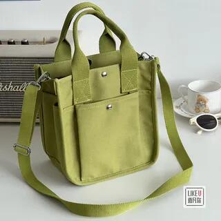 Canvas Tote Bag Light Green by Basaran