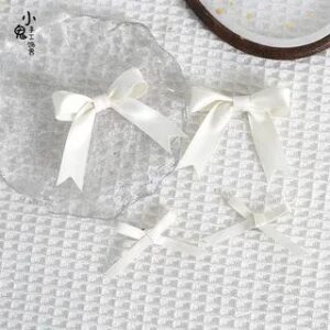 Set of 4: Ribbon Hair Clip Set of 4 - Milky White | Elfis 233018886