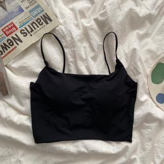Plain Cropped Camisole Top Black by monroll