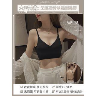Plain Low Back Seamless Wireless Bra Black - XL-80C/85AB by Wildery