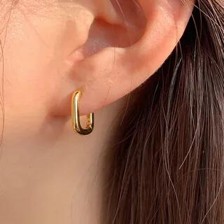 925 Sterling Silver U Shape Earring Gold | Hansha by Hansha