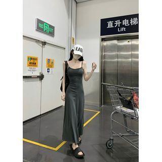 Spaghetti Strap Plain Slim-Fit Dress Gray by Alfie