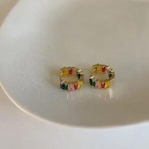 Rhinestone Alloy Hoop Earring 1 Pair - Earrings - Gold | Panda Dama 235141683