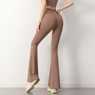 Plain Flared Yoga Pants Cocoa by CUCURBIT
