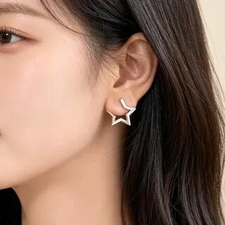 Star Hoop Earring 1 Pc - Silver | Seirios by Seirios