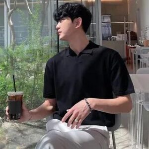 Polo Short-Sleeve Plain T-Shirt Black 235913004