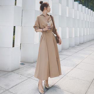 Maxi A-Line Shirtdress Pink by Happo