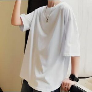 Side-Slit Oversized T-Shirt Light Gray | Wewewow 236555689