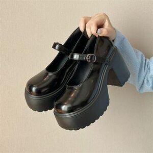 Platform Chunky Heel Mary Jane Shoes Black - 38 236710585