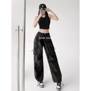 Outdoor Wide-Leg Cargo Jogger Pants in 5 Colors Black 236710768