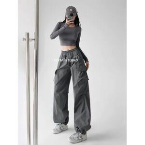 Outdoor Wide-Leg Cargo Jogger Pants in 5 Colors Gray 236710770