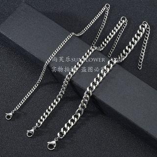 Chunky Chain Stainless Steel Bracelet 5mm Width - Silver - 22cm by Seirios