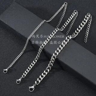 Chunky Chain Stainless Steel Bracelet 3mm Width - Silver - 22cm by Seirios