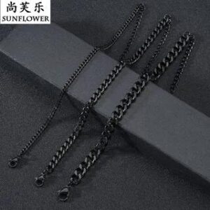 Chunky Chain Stainless Steel Bracelet 7mm Width - Black - 18+5cm 236711011