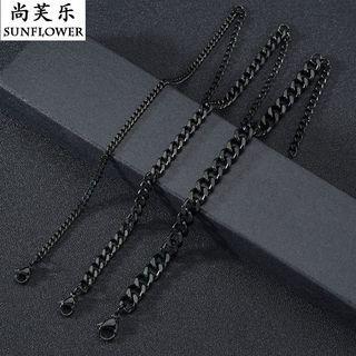 Chunky Chain Stainless Steel Bracelet 5mm Width - Black - 18+5cm by Seirios