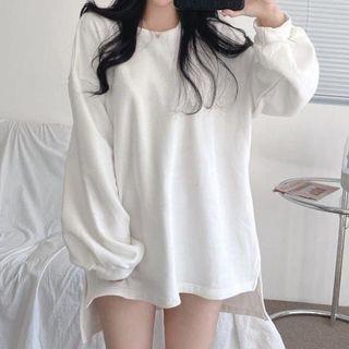 V-Neck Oversized Sweater Vest / Crew Neck Oversized Sweatshirt / Set Sweatshirt - White by monroll