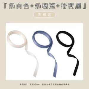 Hair Tie Ribbon / Hair Clip / Hairband / Set 09 - Set of 3 - Ribbon - 1 Roll - Milky White & 1 Roll - Cream Blue & 1 Roll - Dark Black 236711190