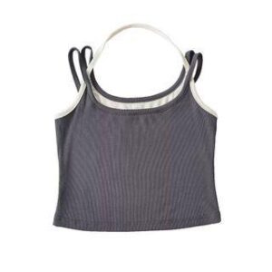 Halter Mock Two Piece Crop Camisole Top Gray 237259000