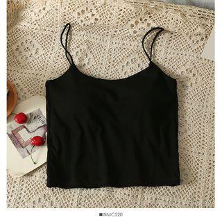 Open-Back Plain Cami Top with Pads Black by Lemongrass