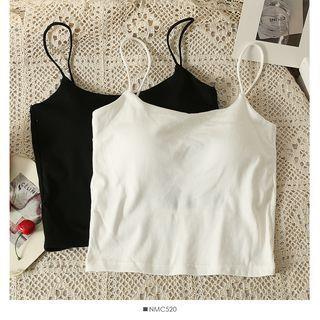 Open-Back Plain Cami Top with Pads White by Lemongrass