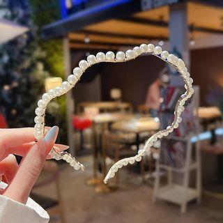 Faux Pearl Headband F189 - Faux Pearl - White by LIVSIA